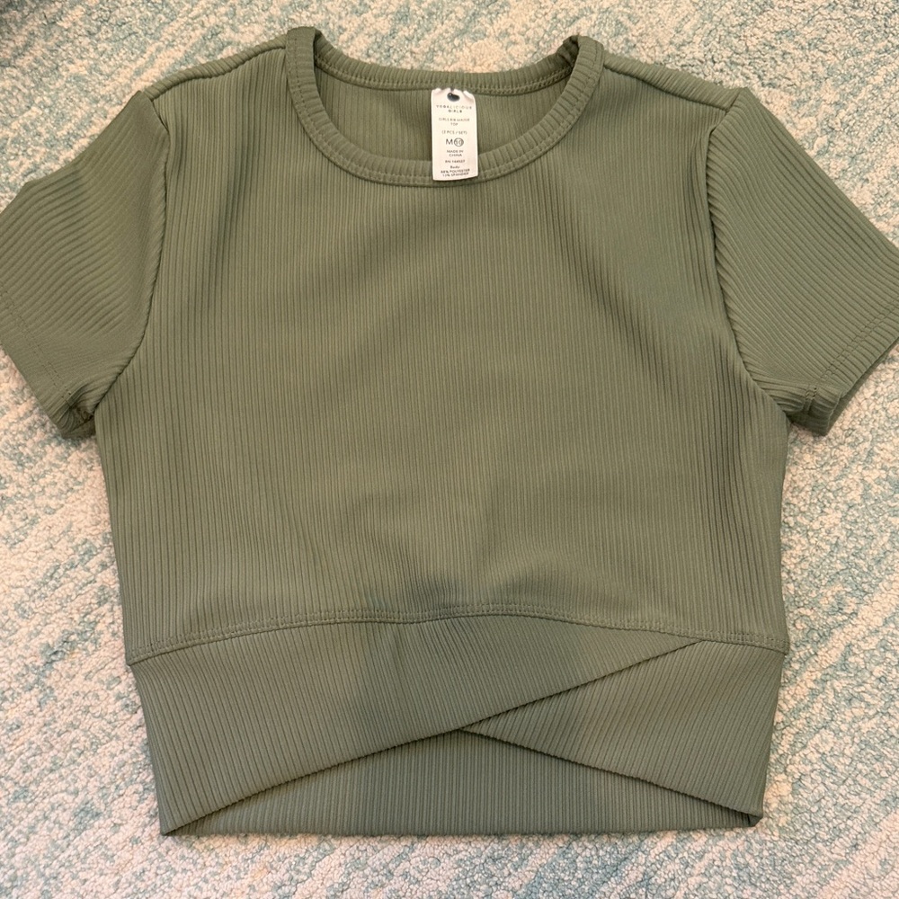 Yogalicious Sage Ribbed Crop Top